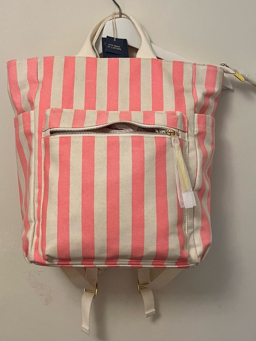 Universal Thread • Pink & Cream Stripe Canvas Backpack